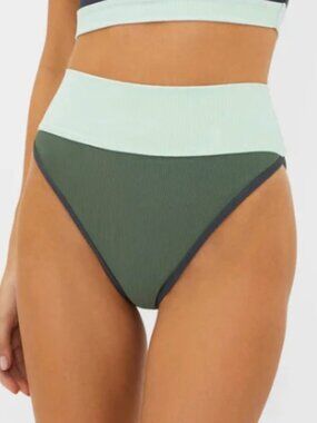 NWT Beach Riot Emmy Bottom - Palm Paradise Colorblock, Green, Teal